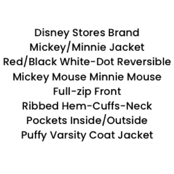 DISNEY Store Brand Unique Mickey/Minnie Reversible Jacket Size Sm - Picture 10 of 10